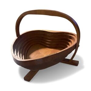 Vintage Handmade Collapsible Heart Serving Bowl